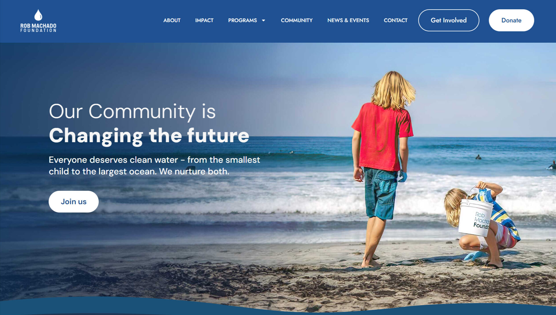 Rob Machado Foundation website screenshot